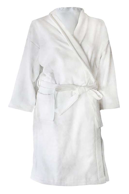 Bunty's Bathrobe Velour Shawl Collar (One Size Fits All) - White