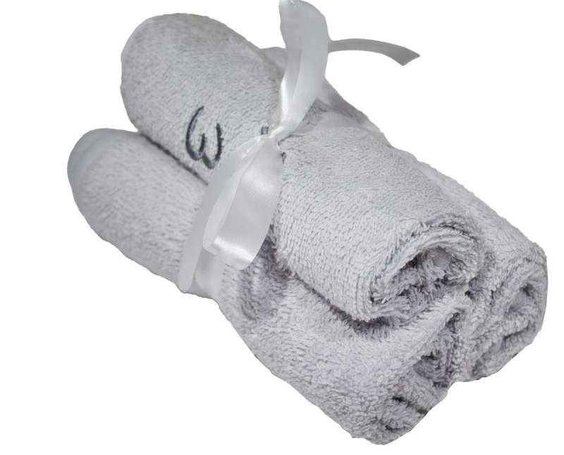 Bunty's Baby Face Cloth - Design 09 - 030x030cms - 380GSM - 03 Pc Pack - 123 - Grey / Grey
