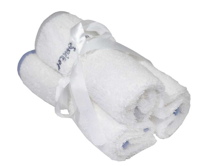 Bunty's Baby Face Cloth - Design 02 - 030x030cms - 380GSM - 03 Pc Pack - Little Sailor - White