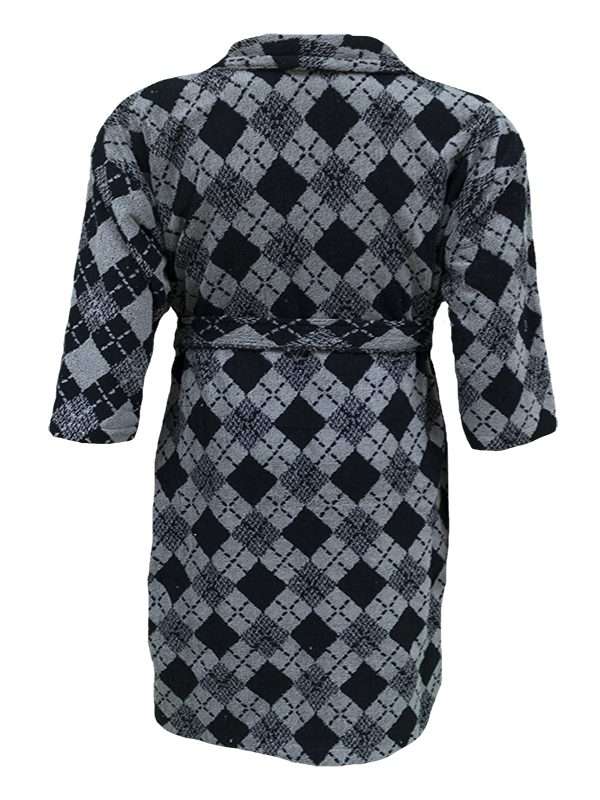 Bunty's Bathrobe - Terry - Shawl Collar - Diamond Black/Grey