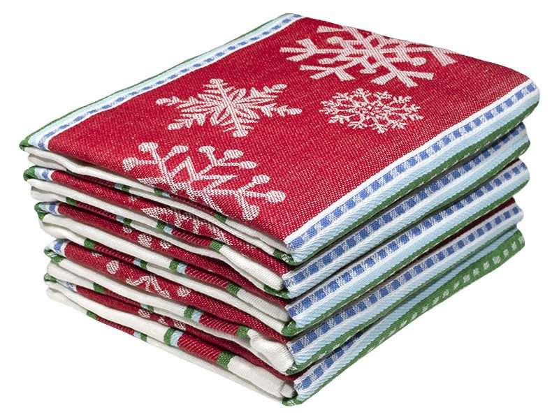 Bunty's Kitchen Towel - Design 2529 - 046x070cms - (05 Pc Pack) - Snowflakes