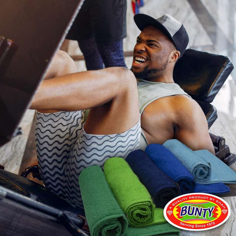 Bunty's Plush Gym Towel 450 GSM with Zip Pocket  - 05 Piece Pack