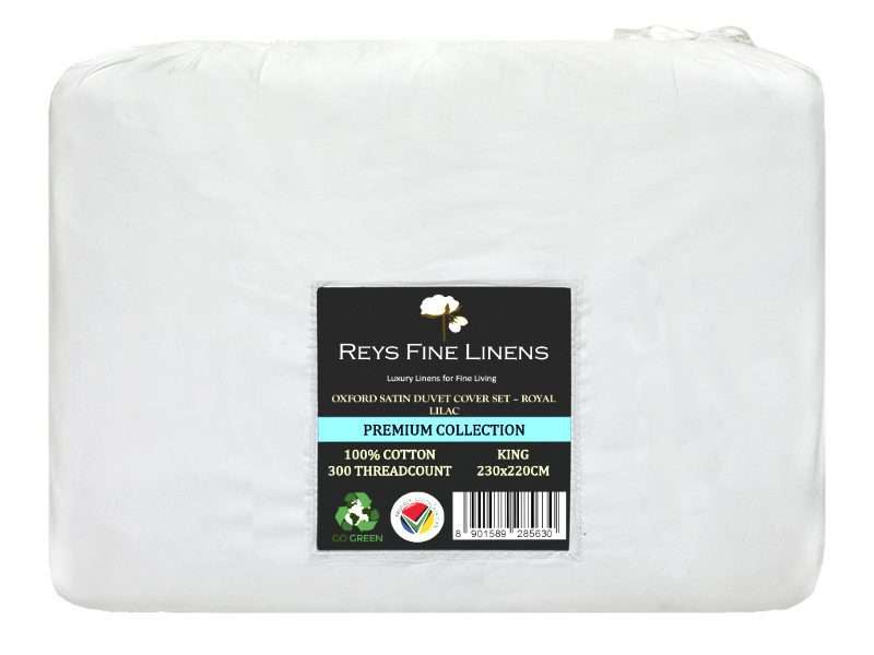 Rey's Fine Linen - Premium Collection - Oxford Royal Lilac Satin Stitch Duvet Cover Set