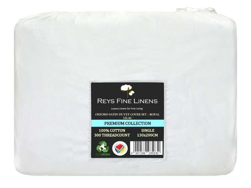 Rey's Fine Linen - Premium Collection - Oxford Royal Lilac Satin Stitch Duvet Cover Set