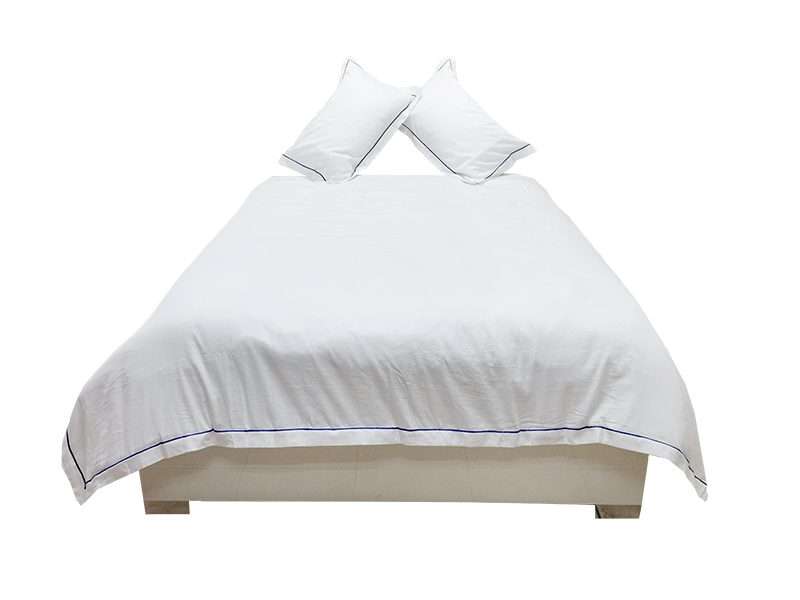 Rey's Fine Linen - Egyptian Collection - Oxford Victoria Blue Satin Stitch Pillow Cover Set