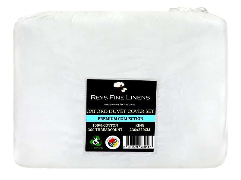 Rey's Fine Linen - Premium Collection - Oxford Jet Black Satin Stitch Duvet Cover Set