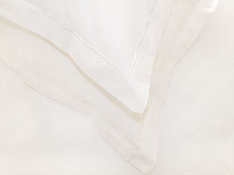 Rey's Fine Linen - Premium Collection - Oxford Optical White Satin Stitch Pillow Cover Set