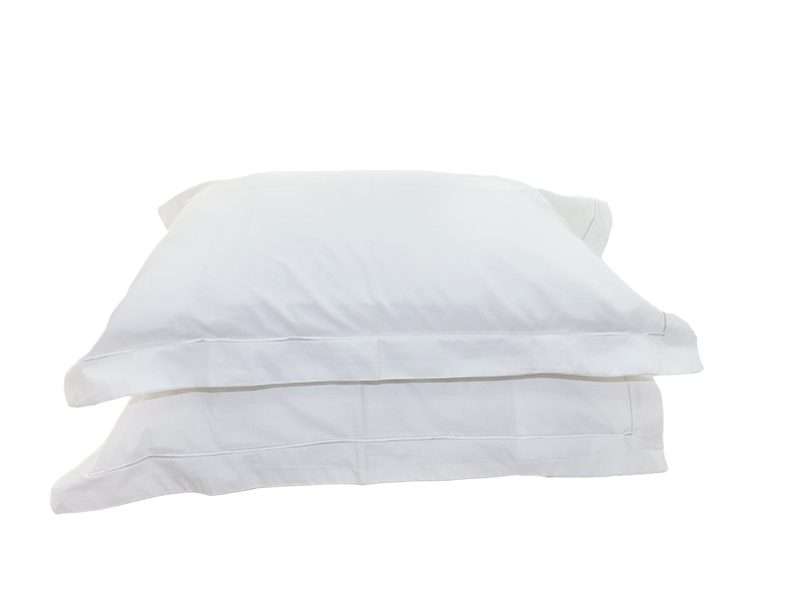 Rey's Fine Linen - Premium Collection - Oxford Optical White Satin Stitch Pillow Cover Set