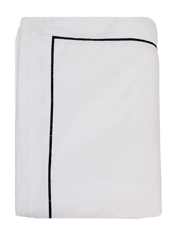 Rey's Fine Linen - Egyptian Collection - Oxford Jet Black Satin Stitch Duvet Cover Set