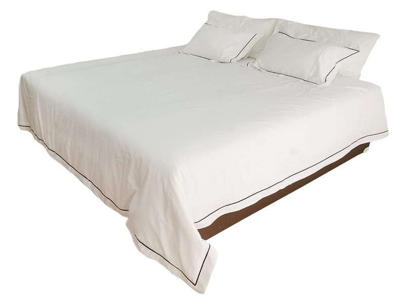 Rey's Fine Linen - Egyptian Collection - Oxford Jet Black Satin Stitch Duvet Cover Set
