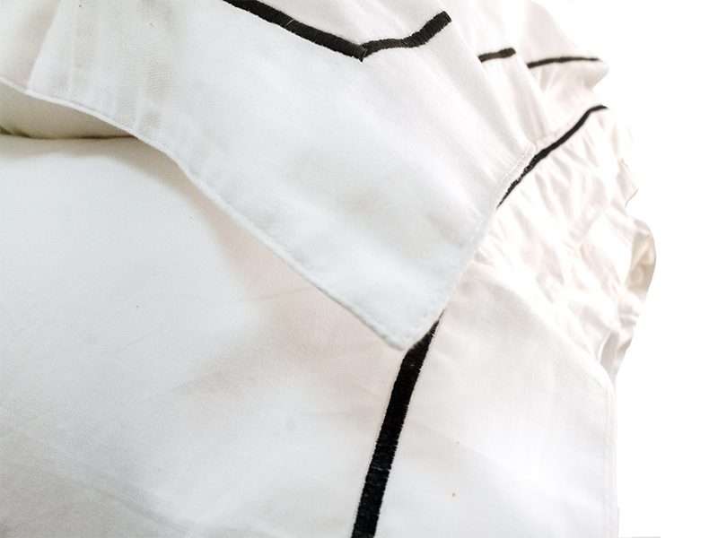 Rey's Fine Linen - Premium Collection - Oxford Jet Black Satin Stitch Pillow Cover Set