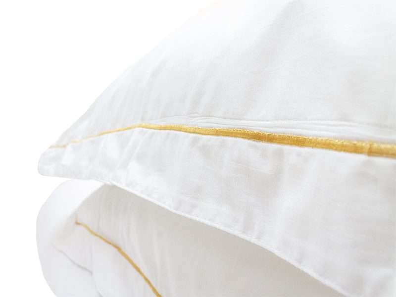 Rey's Fine Linen - Premium Collection - Oxford Gold Satin Stitch Pillow Cover Set