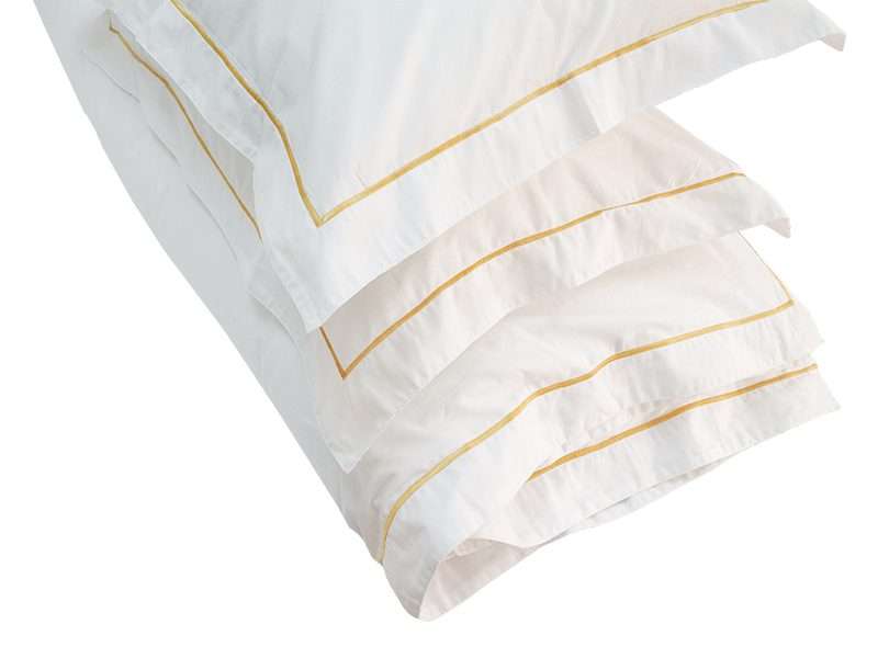 Rey's Fine Linen - Premium Collection - Oxford Gold Satin Stitch Duvet Cover Set