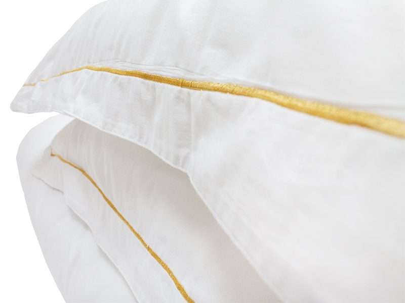 Rey's Fine Linen - Premium Collection - Oxford Gold Satin Stitch Duvet Cover Set