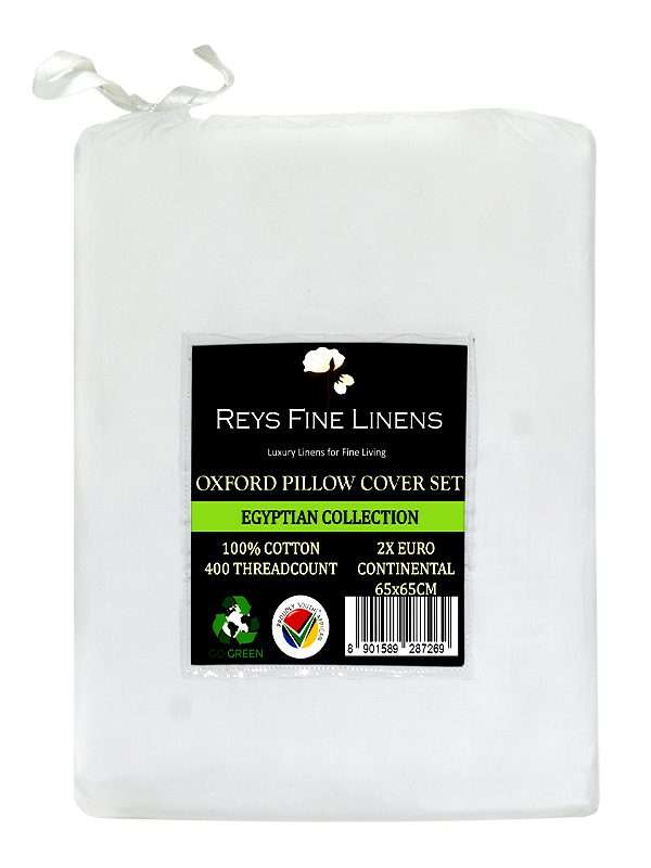 Rey's Fine Linen - Premium Collection - Oxford Beige Satin Stitch Pillow Cover Set
