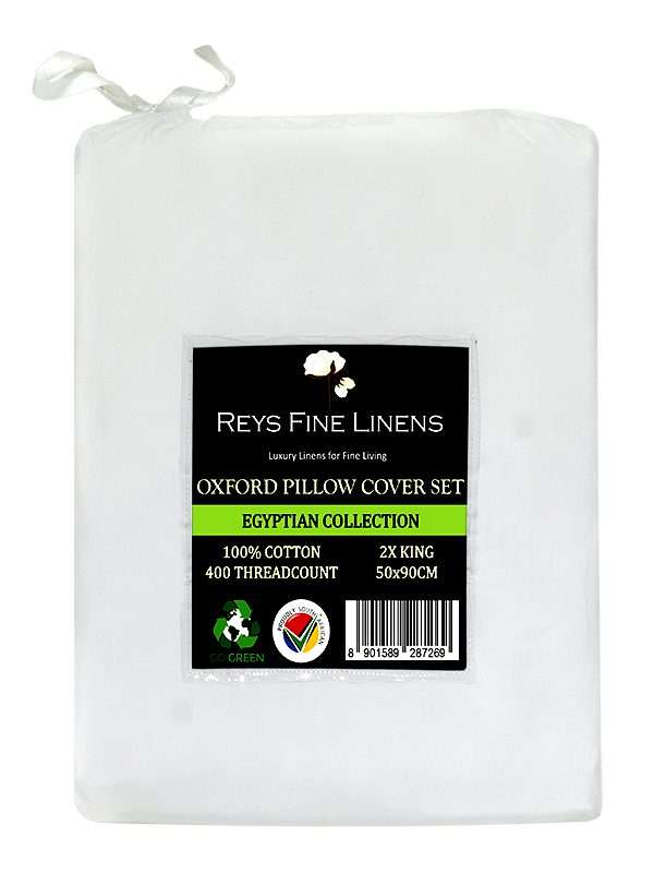 Rey's Fine Linen - Premium Collection - Oxford Beige Satin Stitch Pillow Cover Set