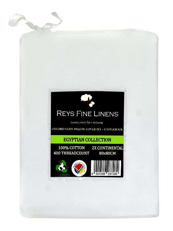 Rey's Fine Linen - Egyptian Collection - Oxford Castlerock Satin Stitch Pillow Cover Set