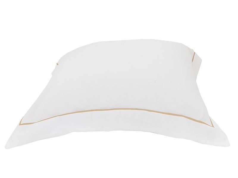 Rey's Fine Linen - Premium Collection - Oxford Beige Satin Stitch Pillow Cover Set
