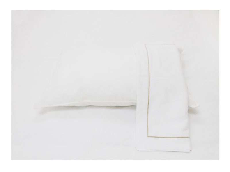 Rey's Fine Linen - Premium Collection - Oxford Beige Satin Stitch Pillow Cover Set
