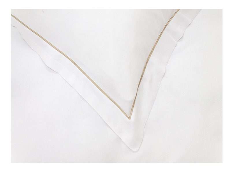 Rey's Fine Linen - Premium Collection - Oxford Beige Satin Stitch Pillow Cover Set