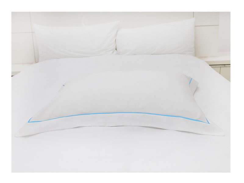Rey's Fine Linen - Premium Collection - Oxford Blue Atoll Satin Stitch Pillow Cover Set