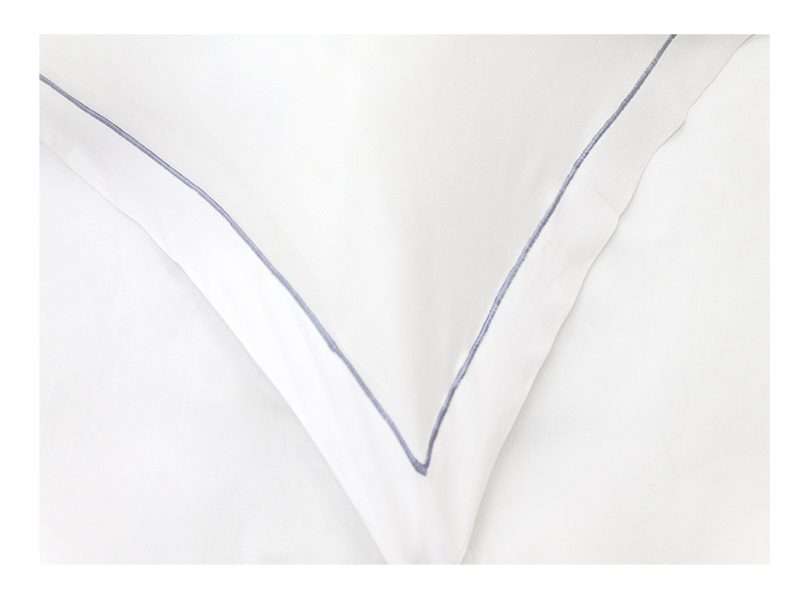 Rey's Fine Linen - Premium Collection - Oxford Crystal Blue Satin Stitch Pillow Cover Set