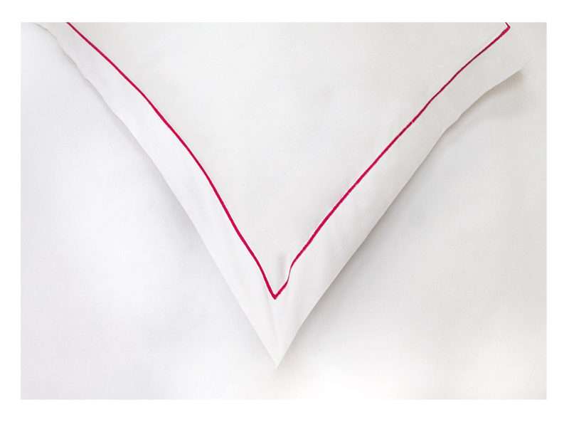 Rey's Fine Linen - Premium Collection - Oxford Fuchsia Purple Satin Stitch Duvet Cover Set