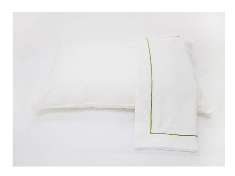 Rey's Fine Linen - Premium Collection - Oxford Olive Green Satin Stitch Pillow Cover Set