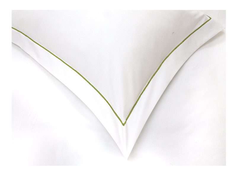 Rey's Fine Linen - Premium Collection - Oxford Olive Green Satin Stitch Pillow Cover Set
