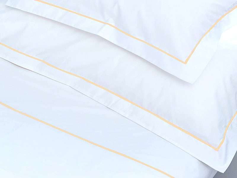 Rey's Fine Linen - Premium Collection - Oxford Beige Satin Stitch Pillow Cover Set