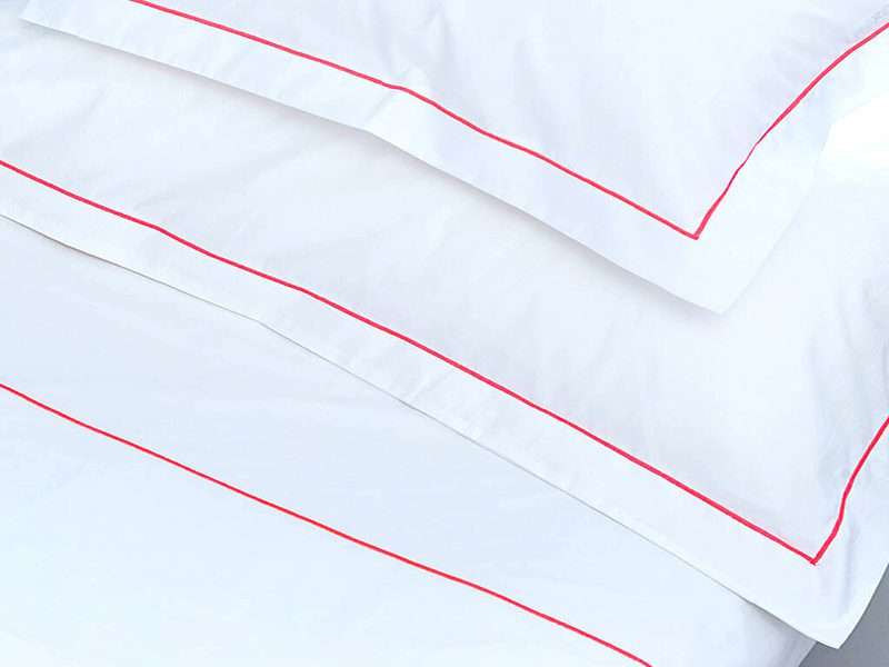 Rey's Fine Linen - Premium Collection - Oxford Fuchsia Purple Satin Stitch Duvet Cover Set