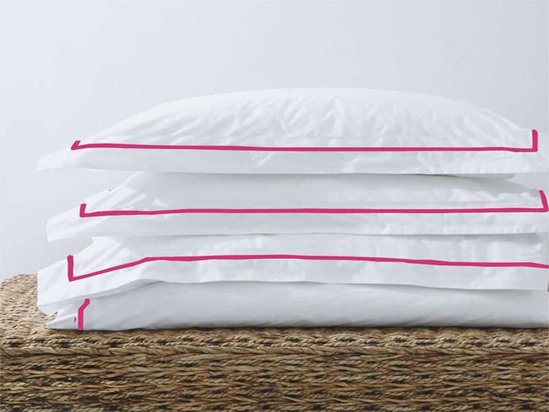 Rey's Fine Linen - Premium Collection - Oxford Fuchsia Purple Satin Stitch Duvet Cover Set