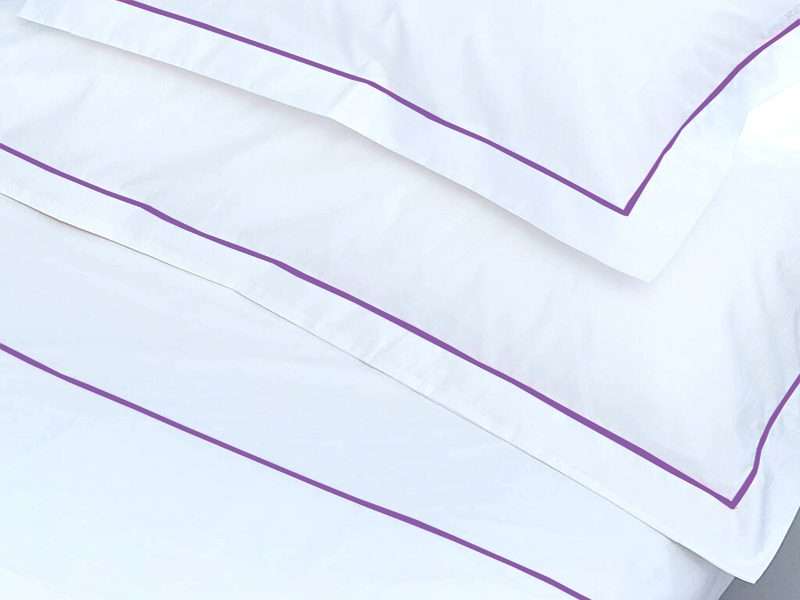 Rey's Fine Linen - Premium Collection - Oxford Royal Lilac Satin Stitch Pillow Cover Set