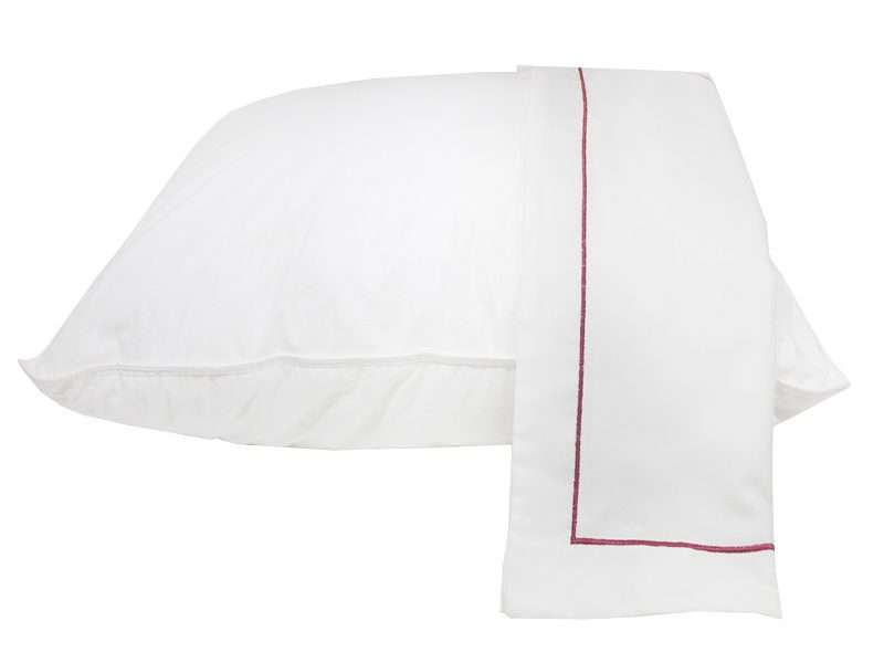 Rey's Fine Linen - Premium Collection - Oxford Red Pear Satin Stitch Pillow Cover Set