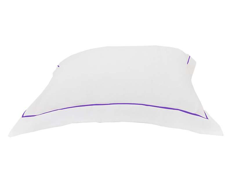 Rey's Fine Linen - Premium Collection - Oxford Royal Lilac Satin Stitch Pillow Cover Set