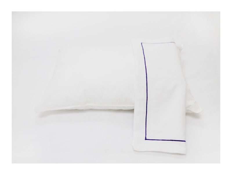 Rey's Fine Linen - Premium Collection - Oxford Royal Lilac Satin Stitch Pillow Cover Set