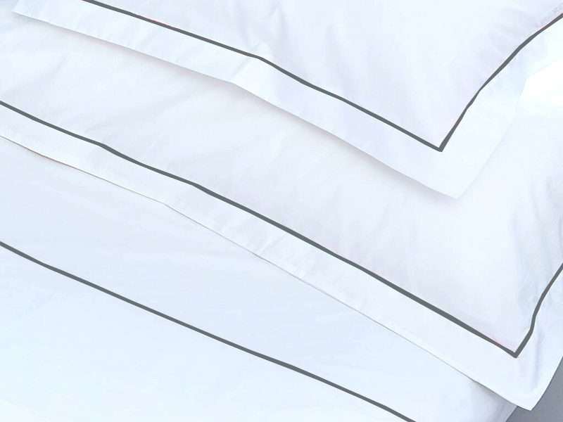 Rey's Fine Linen - Egyptian Collection - Oxford Castlerock Satin Stitch Duvet Cover Set