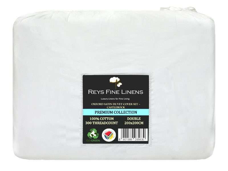 Rey's Fine Linen - Premium Collection - Oxford Castlerock Satin Stitch Duvet Cover Set