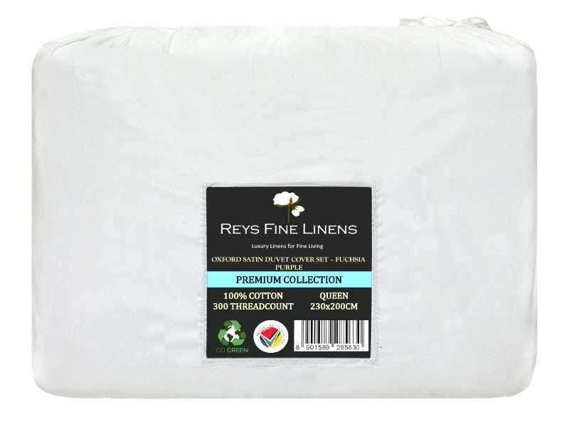 Rey's Fine Linen - Premium Collection - Oxford Fuchsia Purple Satin Stitch Duvet Cover Set