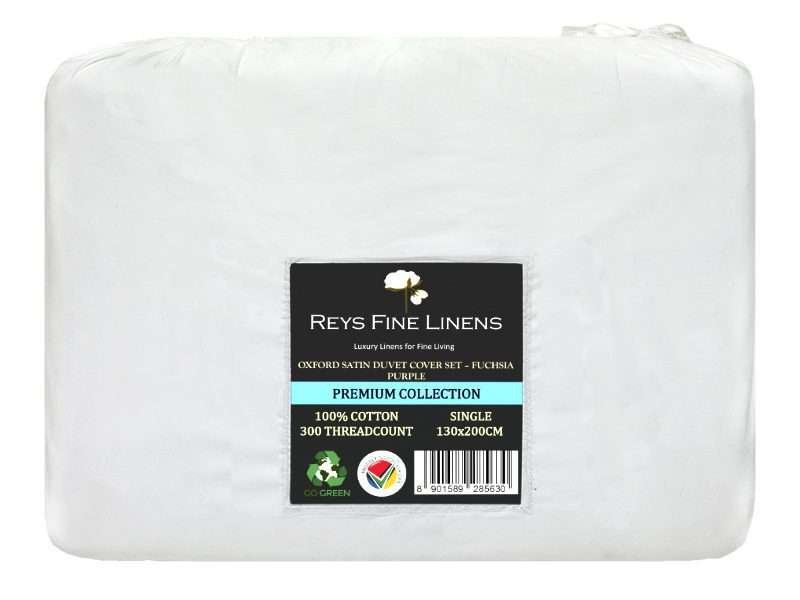Rey's Fine Linen - Premium Collection - Oxford Fuchsia Purple Satin Stitch Duvet Cover Set