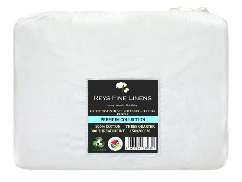 Rey's Fine Linen - Premium Collection - Oxford Fuchsia Purple Satin Stitch Duvet Cover Set