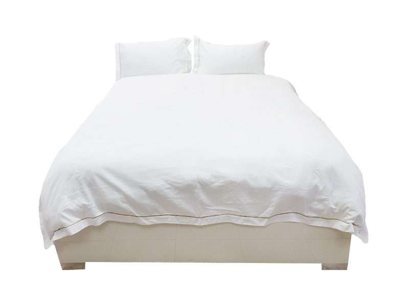Rey's Fine Linen - Egyptian Collection - Oxford Beige Satin Stitch Duvet Cover Set