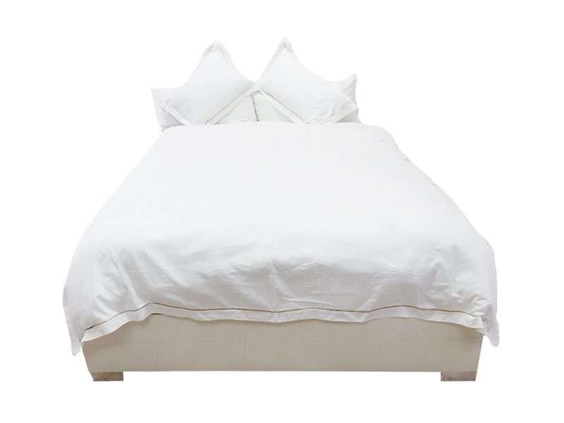 Rey's Fine Linen - Premium Collection - Oxford Beige Satin Stitch Duvet Cover Set