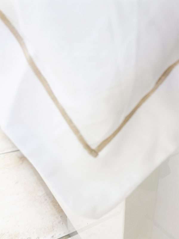 Rey's Fine Linen - Premium Collection - Oxford Beige Satin Stitch Duvet Cover Set