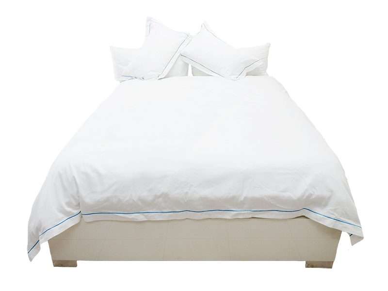 Rey's Fine Linen - Egyptian Collection - Oxford Crystal Blue Stitch Duvet Cover Set