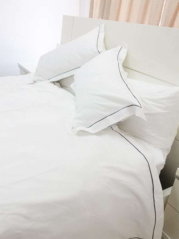Rey's Fine Linen - Egyptian Collection - Oxford Castlerock Satin Stitch Duvet Cover Set