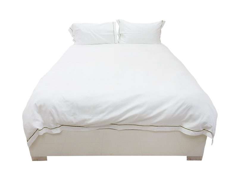 Rey's Fine Linen - Premium Collection - Oxford Olive Green Satin Stitch Duvet Cover Set