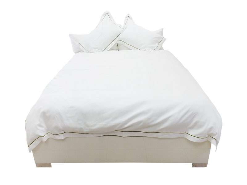 Rey's Fine Linen - Premium Collection - Oxford Olive Green Satin Stitch Duvet Cover Set