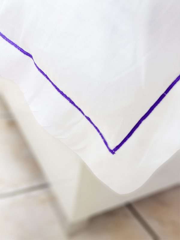 Rey's Fine Linen - Premium Collection - Oxford Royal Lilac Satin Stitch Duvet Cover Set