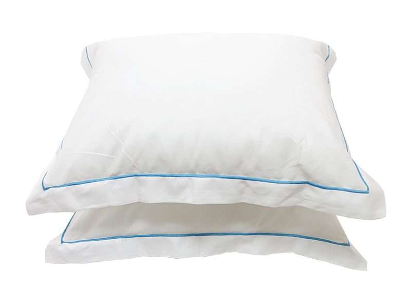 Rey's Fine Linen - Premium Collection - Oxford Blue Atoll Satin Stitch Pillow Cover Set